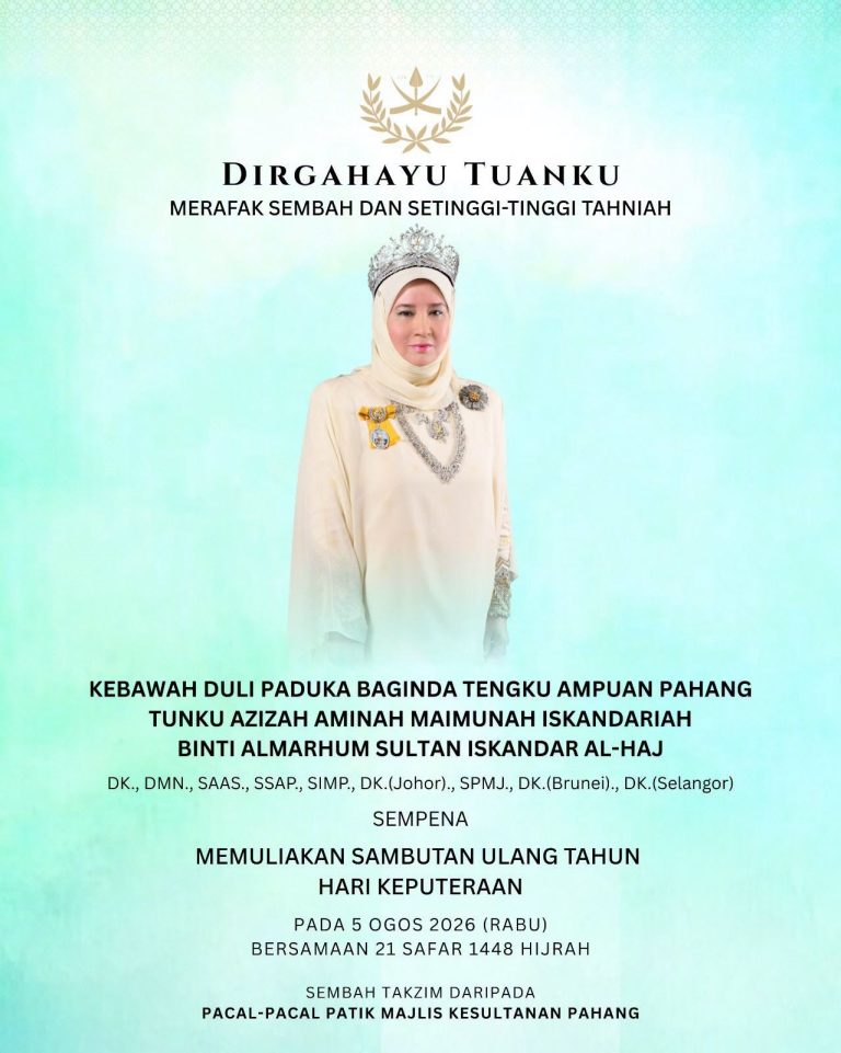 WARGA MKP MENJUNJUNG SETINGGI-TINGGI UCAPAN SEMBAH TAHNIAH SEMPENA MEMULIAKAN ULANG TAHUN HARI KEPUTERAAN KDPB TENGKU AMPUAN PAHANG